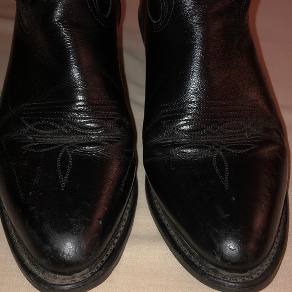 ABILENE MEN BLACK LEATHER COWBOY BOOTS SZ. 7 - Picture 3 of 10